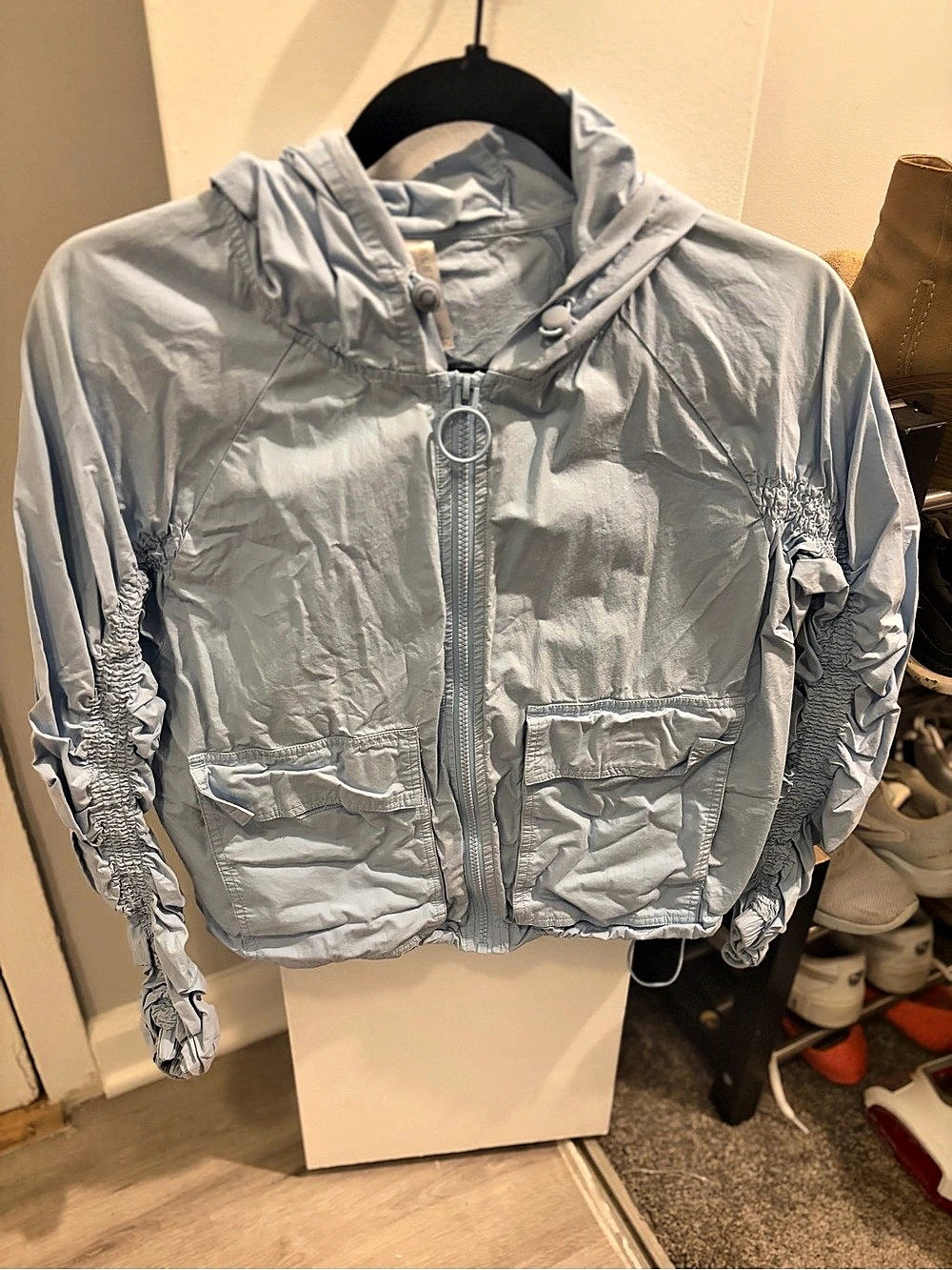 Fabletics Hooded Jacket in Blue Size Small Like New